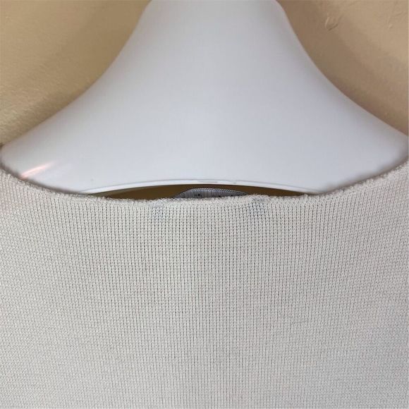 Zara Women's White Knit Wool Blend Crew Neck‎ Shirt Size Large Short Sleeve - Picture 3 of 5